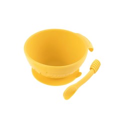 BUMKiNS 寶寶白金矽膠餐碗組 (迪士尼系列) 耐熱 -40°C~+175°C 適用年齡6個月以上, 碗 + 湯匙, 小熊維尼, 1組