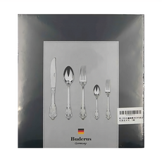 Buderus 316不鏽鋼餐具5件組, 通過SGS / FDA / EFSA檢驗，醫療級不鏽鋼，德國工藝, 巴洛克可可, 650g, 1組
