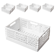 網格折疊收納籃 小號, 22.2 x 14.7 x 9.3cm, 白色, 6個
