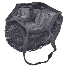 OMORY 編織網狀購物袋 文青風 環保袋 100%棉, 63 x 35cm, 黑色