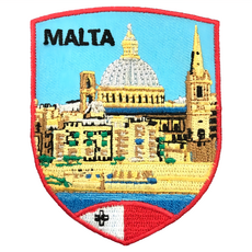 A-ONE 匯旺 地標造型刺繡 馬爾他 莫斯塔圓頂教堂 7.5x6cm 聚酯纖維 台灣製, 藍色 + 黃色 + 紅色, 1個