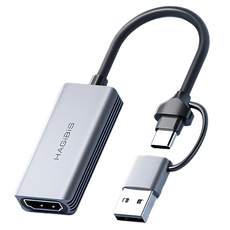 HAGiBiS 海備思 鋁合金 Type-C+USB3.0 雙接頭視訊擷取卡 1080P高清, UHC07, 1個