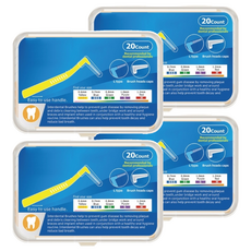 小麥購物 L型牙間刷 G749 黃色, 0.6cm, 20支, 4盒