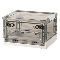 Mega 莫蘭迪雙開式可折疊滑輪收納箱 衣物收納箱 整理箱 儲物箱 露營 玩具收納 大容量 27L, 茶綠色, 1個