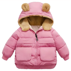 兒童款 羽絨棉小熊外套, 120碼(105~115cm), 粉色, 1件
