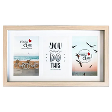 歐風相框 MDF表面貼皮 玻璃MDF背板, 淺木色, 1組