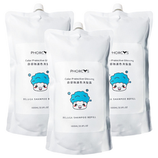 PHORCYS 馥絲 白藜珈護色洗髮精補充包 小分子清潔頭皮 保濕護色 修護染燙受損髮, 1L, 3包