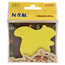 N次貼 造型便條紙, 6本, 松鼠 螢光黃, 45張