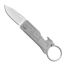 SOG 特偵組折刀 KEYTRON 不鏽鋼刀片 便利鑰匙圈尺寸, 銀色 + 淺灰色, 1支