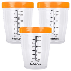 Bebelock Tritan材質 Premium 副食品刻度密封罐 Set 3個, 橘色, 240ml