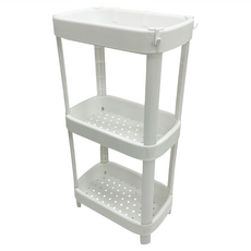 小麥購物 方形底座款浴室收納層架 B074 3層 1.6kg, 1個, 白色