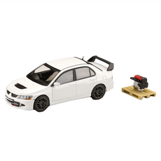 Hobby JAPAN 1/64 三菱 MITSUBISHI LANCER EVOLUTION 8 MR GSR + 展示引擎 純白, 1個