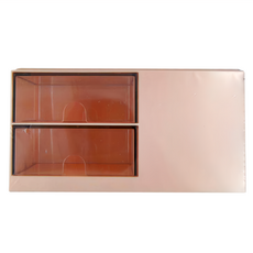 Mega 小巧北歐雙抽屜桌上收納盒 9.2x9.2x17.6公分, 北歐粉, 2層