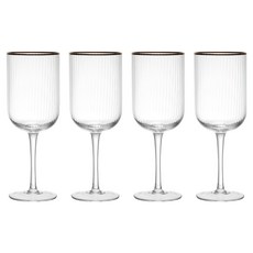 MIKASA Sorrento 水晶玻璃白酒杯 金邊豎紋, 400ml, 4個