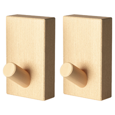 北歐風實木掛勾 LV98-2 櫸木 免釘無痕掛勾 牆面收納, 2個