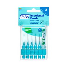 TePe 緹碧 I型普通刷毛牙間刷 0.6mm 3號 有效去除牙縫牙菌斑, 6支, 1盒