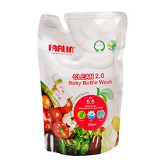 FARLIN 奶瓶蔬果清潔劑 補充包, 抗敏低刺激，配方溫和不傷手，泡沫細膩，清潔力UP，植物性配方，不殘留乳垢, 700ml, 1包