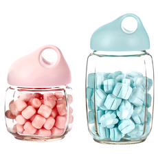 HOMEWARE MAGICIAN 家魔仕 甜心玻璃儲物罐 420ml+800ml 食品級PP上蓋, 1組