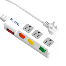 POLYWELL 3孔電源延長線4切3座 獨立開關 安全耐用, 9m, PW415-T05-B011, 1個