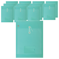 DaTaBanK 三田文具 直式縄扣公文袋 A4 名片公文袋 33x25cm, 綠色, 12個