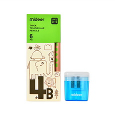 mideer 兒童專用三角鉛筆 4B, 削鉛機 顏色隨機, 1組
