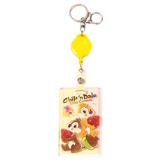 CHIP 'N' DALE 奇奇蒂蒂 質感壓克力票卡, 10.5cm*6.5cm 伸縮票卡夾 鑰匙圈, 奇蒂草莓 黃色, 1個