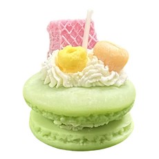 韓式手作馬卡龍香氛精油蠟燭 4.3 x 4cm 款式隨機, 34g, 英國梨&小蒼蘭, 1個