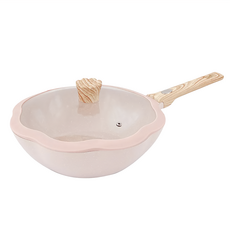 SILWA 西華 Bellis花瓣系列 不沾深炒鍋 粉色, 32cm, 1個