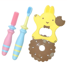 Richell 利其爾 輔助型牙刷套組, 可愛兔子造型 舒適柔軟材質, 1組