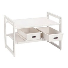 PEARL LIFE 珍珠金屬 兩層伸縮置物架 46~73.5 x 39.5 x 45.5cm, 558099, 1個