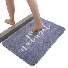 西格傢飾 北歐風加厚吸水防滑植絨地墊, 40 x 60cm, 時光霧藍