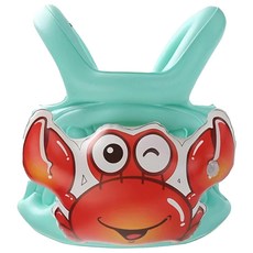 LEADER X 兒童加厚款造型浮力充氣背心 高密度環保PVC塑料 前胸後背加大浮力, 藍綠色, 1件