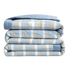 水洗棉麻簡約雙人涼被 親膚柔軟 透氣舒爽, 清爽藍格