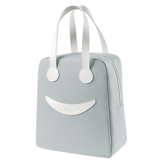 E City 可愛笑臉保溫保冷便當袋 195g, 淺灰色, 1個