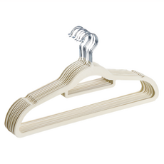 收納職人 無痕防滑寬肩45cm衣架 ABS材質+植絨+鍍鉻鋼掛勾 10入組, 質感白, 10個