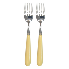 沐慕家居 陶瓷餐具不鏽鋼叉子 Set 2支, 奶黃色
