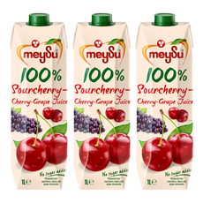 meySu 美愫 100%酸櫻桃葡萄汁1L*3瓶 (無添加糖、天然果汁、健康飲品), 1L