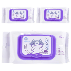 臭味滾 ODOUT 貓咪專用除臭抗菌濕紙巾, 無香精, 不含酒精, 蘆薈保濕, 50張, 3包