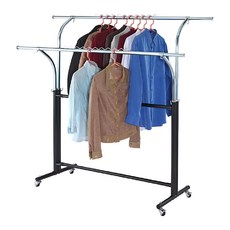 USEFUL DESIGN 悠室屋球輪外彎雙桿衣架 移動方便 可調整高度, 121~180 x 46 x 100~160cm, KD1249