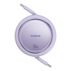 Baseus 倍思 Free2Draw 最新型 Type C 100W 超高速捲盤充電線, 1個, 1m, 星雲紫