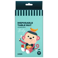MOTHER-K K-MOM 小淘氣拋棄式餐桌墊, 40入, 6個月以上寶寶適用, 兒童餐桌/一般餐桌適用, 混合顏色, 1盒