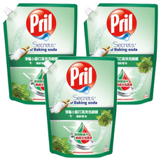 Pril 淨麗 小蘇打高效洗碗精草本 補充包, 德國科技 濃縮配方, 1L, 3包