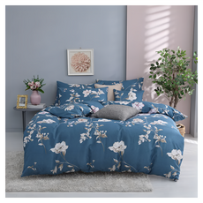 藍貓BlueCat 台灣製造銀離子抗菌 花情似意, 床包 + 薄被套, 3.5尺