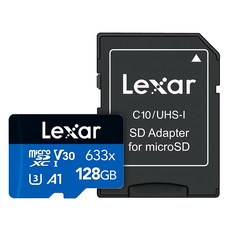 Lexar 雷克沙 High Performance MicroSDXC V30 UHS-1 A1 記憶卡 附轉接器 633X, 128GB, 1個