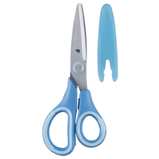 Raymay 藤井學童用安全附蓋剪刀 附刀套 學童專用 安全圓頭設計, 藍色, 1支