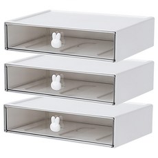 可堆疊 兔子抽屜收納盒 矮款/高款 二抽/三抽, F0691-01, 1抽