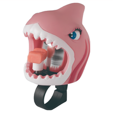 crazySAFETY 瘋狂安全帽 丹麥 3D 恐龍造型 兒童騎乘專用車鈴, 粉鯊魚, 1個