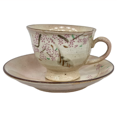 Minoya 美濃燒 咖啡杯皿 陶瓷材質 適用溫度-30°C~100°C 日本產, 京櫻, 1個