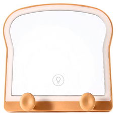 西格傢飾 吐司LED化妝鏡, 奶油吐司, 14x14.5cm, 奶酥吐司