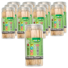 竹藝坊 罐裝單頭水果叉 10cm 250支, 原木色, 12組